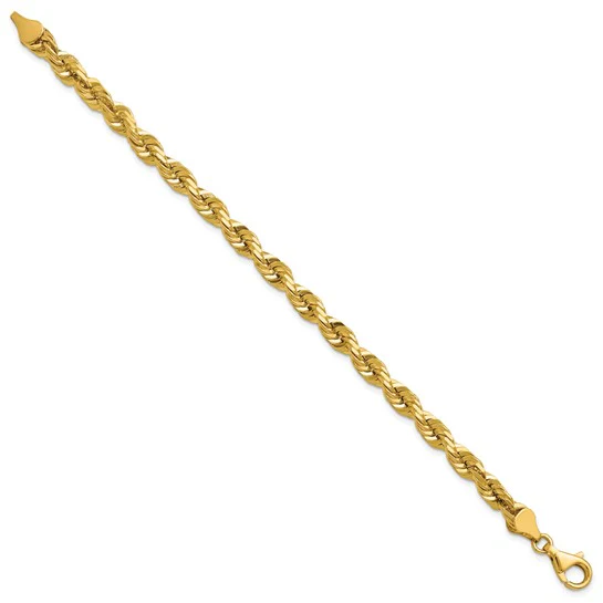 Cadena Rope de 14K de 8 pulgadas, 5.5 mm con Corte Diamante y Cierre de Langosta (Fancy) - Image 3