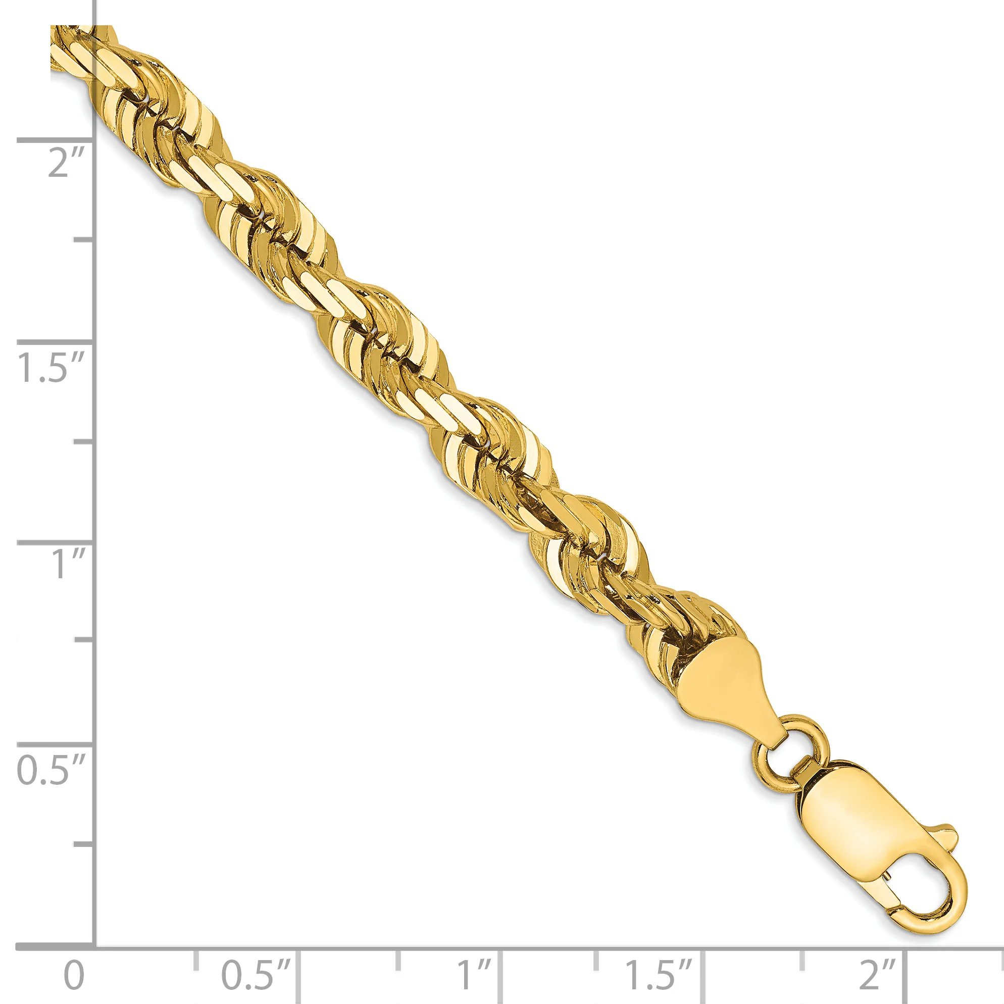 Cadena Rope de 14K de 8 pulgadas, 5.5 mm con Corte Diamante y Cierre de Langosta (Fancy) - Image 4