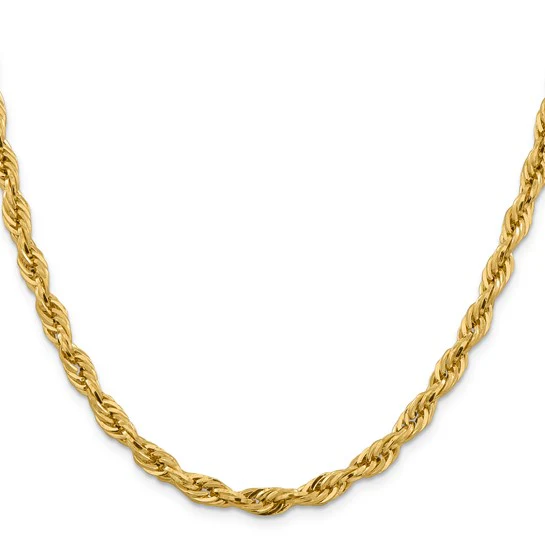 Cadena Rope Semisólida de 14K, 22 pulgadas, 5.4 mm con Cierre de Langosta