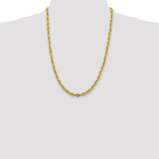 Cadena Rope Semisólida de 14K, 24 pulgadas, 5.4 mm con Cierre de Langosta - Image 5