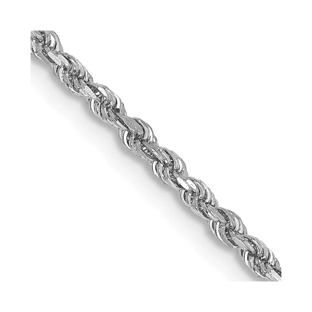 Cadena Rope de Oro Blanco 14K, 22 pulgadas, 1.75 mm con Cierre Langosta – Corte Diamante - Image 2