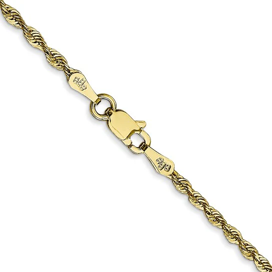 Cadena Rope de Oro Amarillo 10K, 2.0 mm Extra Ligera con Cierre Langosta – Corte Diamante - Image 5