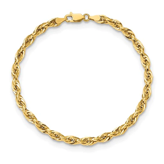 Pulsera de Cuerda Semi-Sólida de Oro Amarillo 10K – 8 pulgadas, 4.25 mm - Image 5