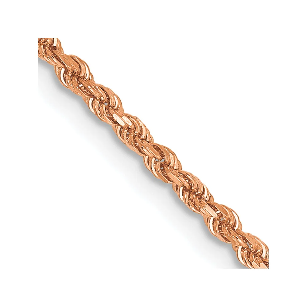 Cadena de Cuerda de Oro Rosa 14K – 24 pulgadas, 1.75 mm, Corte Diamante - Image 2