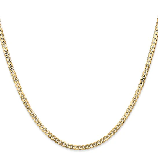 Cadena Curb de 14k, 18 pulgadas, 3 mm (Concava Abierta) con Cierre Lobster - Image 3