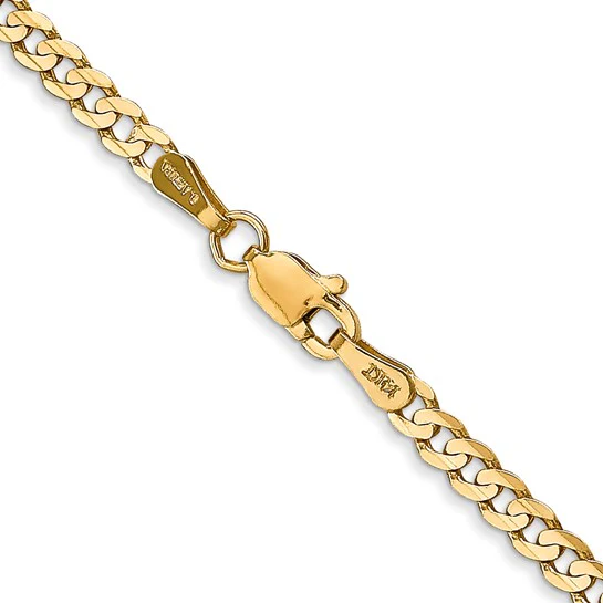 Cadena Curb de 14k, 18 pulgadas, 3 mm (Concava Abierta) con Cierre Lobster - Image 4