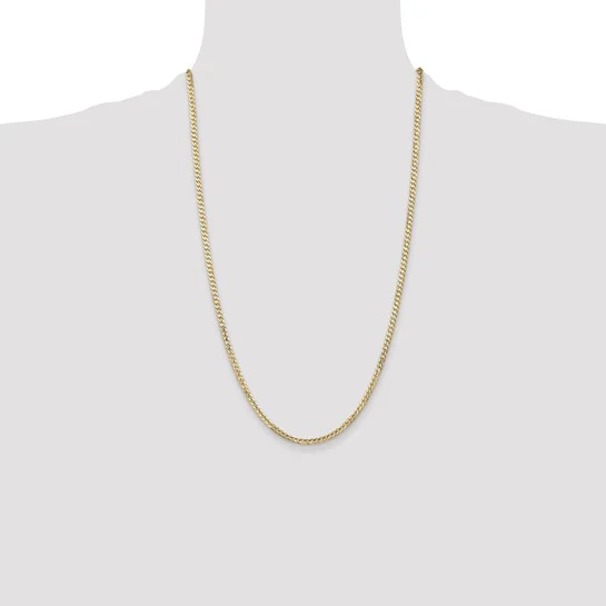 Cadena Curb de 14k, 26 pulgadas, 3 mm (Concava Abierta) con Cierre Lobster - Image 5