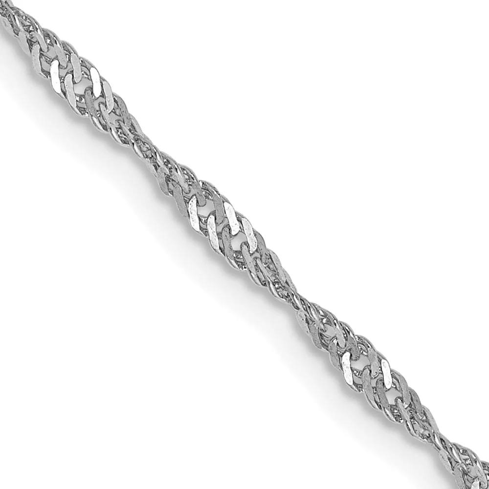 Cadena Singapur de Oro Blanco de 14K, 30 pulgadas, 1.7 mm con Cierre de Langosta