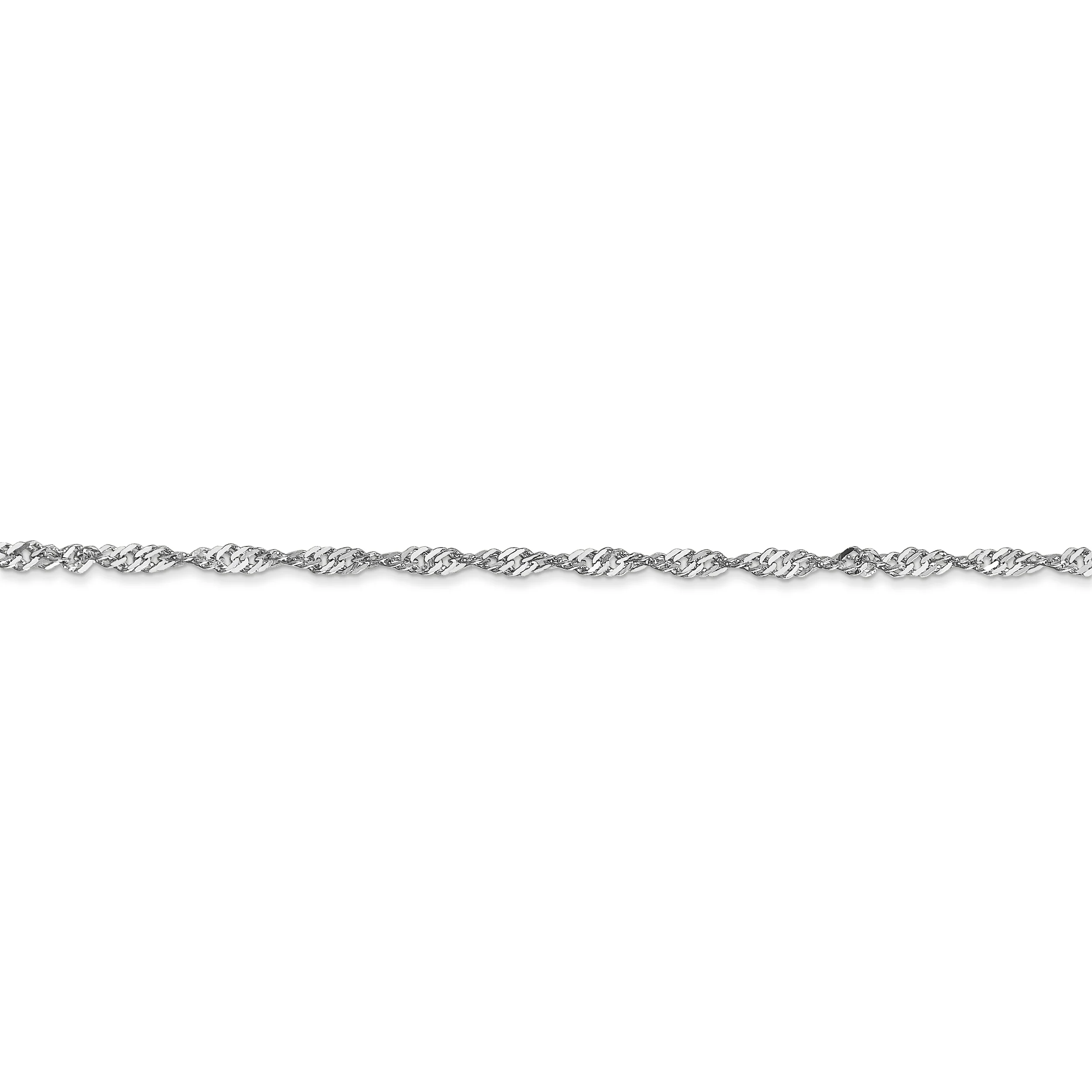 Cadena Singapur de Oro Blanco de 14K, 30 pulgadas, 1.7 mm con Cierre de Langosta - Image 2