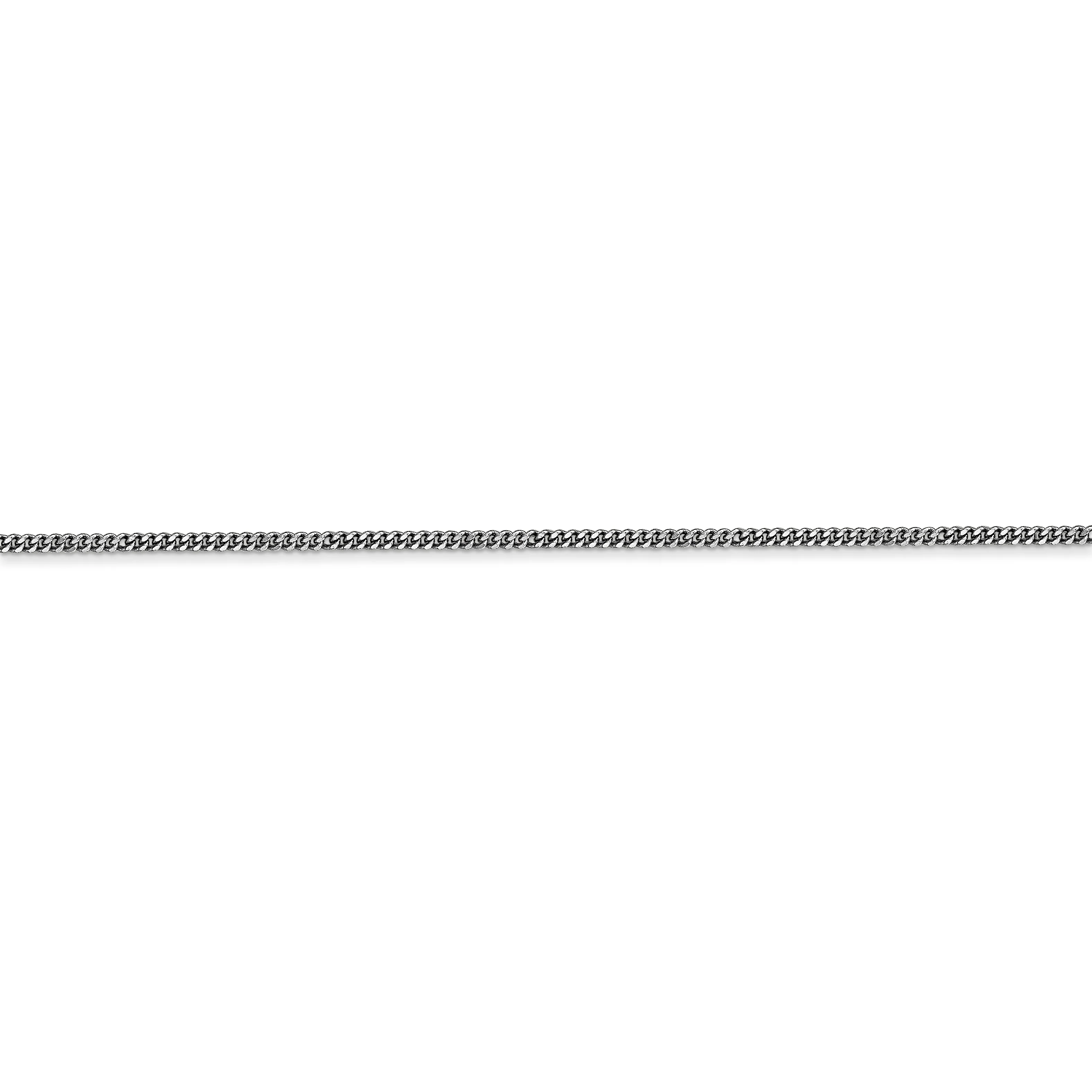 Cadena de Colgante 14K Oro Blanco de 18 Pulgadas 1.4mm Curb con Cierre de Anillo de Resorte - Image 2