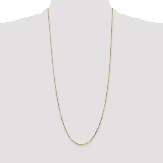 Cadena de Oro Amarillo de 14K, 76 cm (30 pulgadas), 1.4 mm, Estilo Cable Redondo con Corte Diamante y Cierre de Langosta - Image 5
