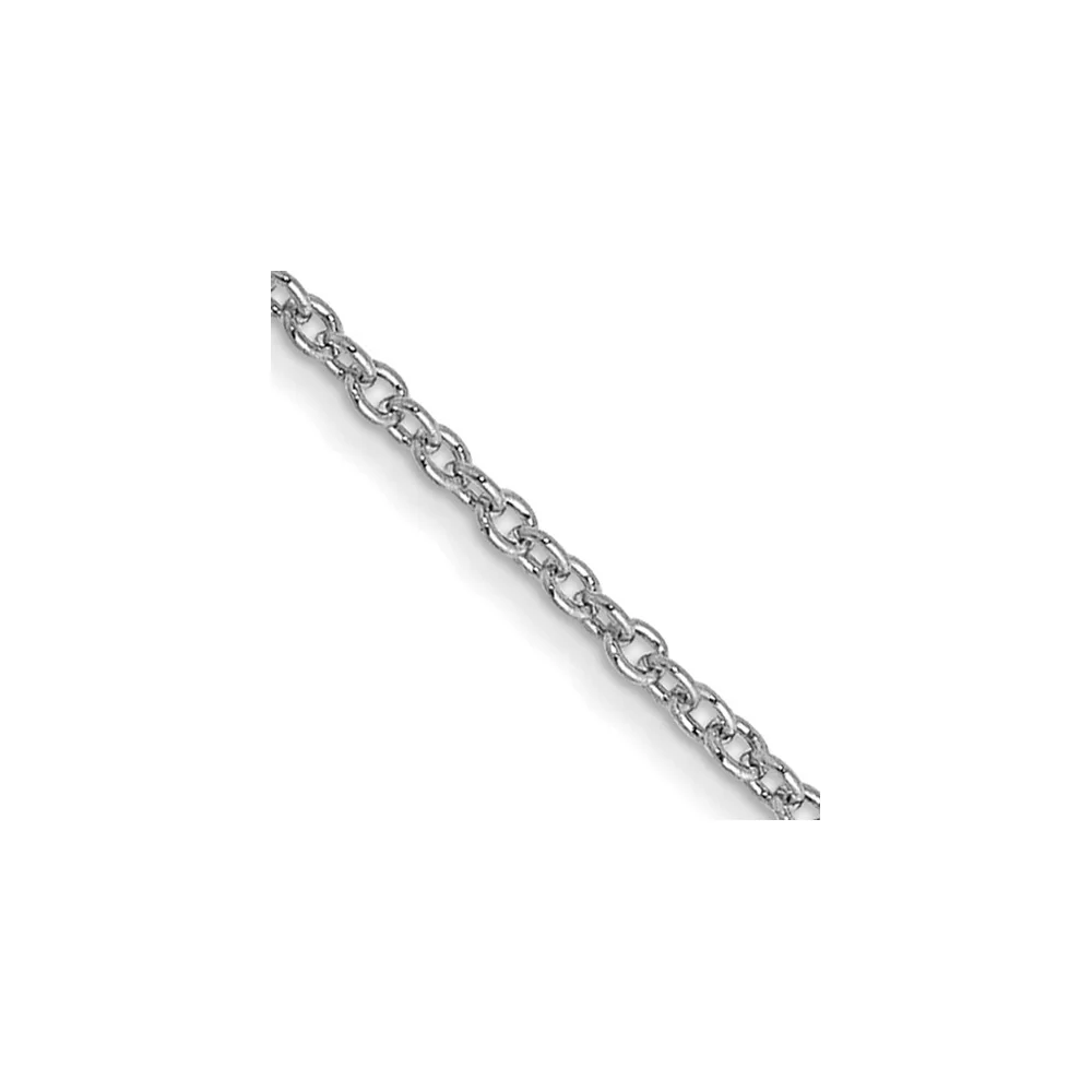 Cadena de Oro Blanco de 14K, 35.5 cm (14 pulgadas), 1 mm, Estilo Cable de Eslabones Abiertos Redondos con Cierre de Langosta y Baño de Rodio - Image 2
