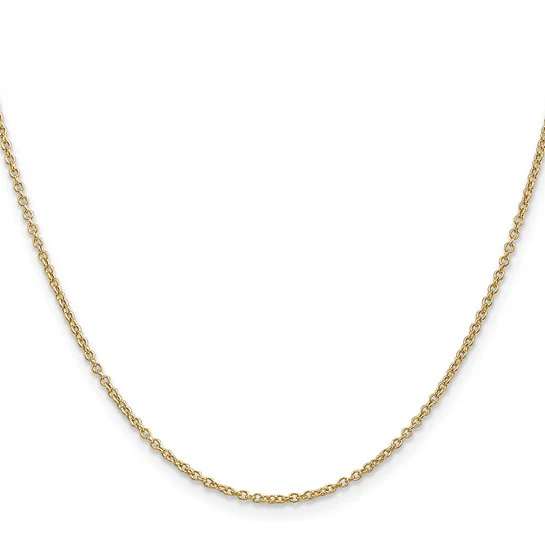 Cadena de Oro Amarillo de 14K, 76.2 cm (30 pulgadas), 1.4 mm, Estilo Cable de Eslabones Abiertos Anchos y Redondos con Cierre de Langosta