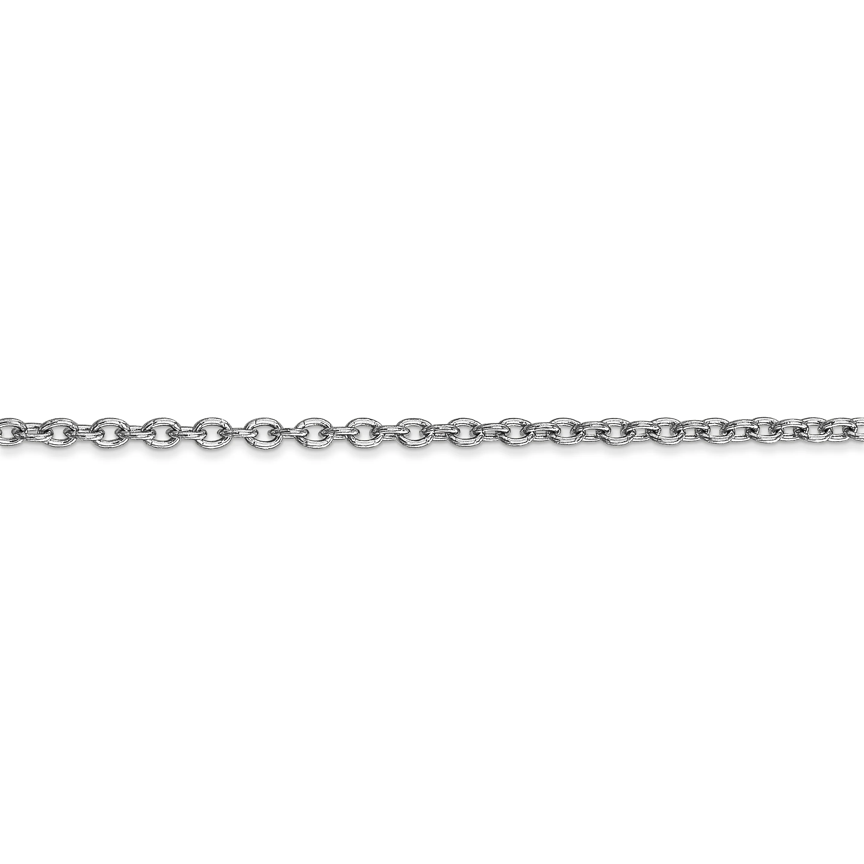 Cadena de Oro Blanco de 14K, 76.2 cm (30 pulgadas), 2.4 mm, Estilo Cable de Eslabones Abiertos Redondos con Cierre de Langosta y Baño de Rodio - Image 2