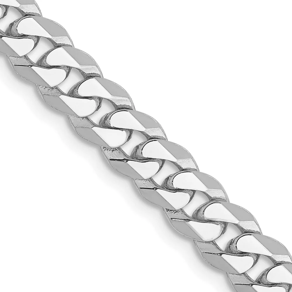 Cadena de 14K Oro Blanco, 18 pulgadas, 5.75 mm, estilo Curb Afilado con Cierre de Langosta