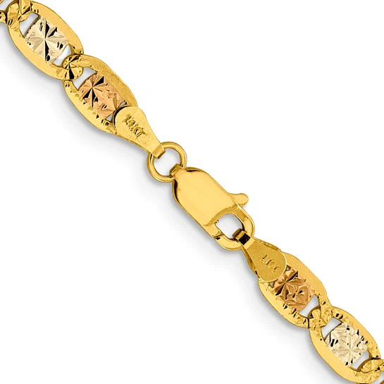 Cadena de 22 Pulgadas en Oro de 14K Tri-color Pavé Valentino con Cierre de Langosta - Image 4