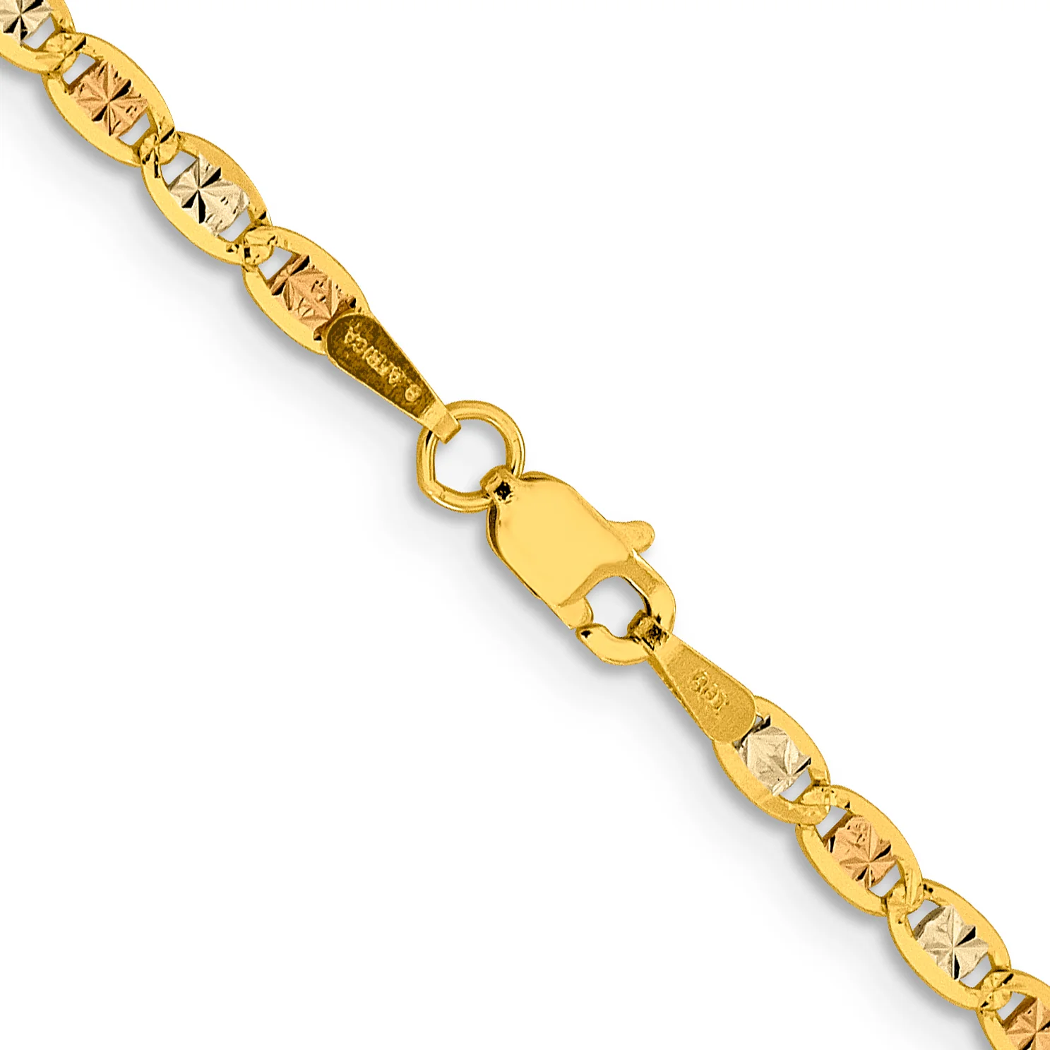 Cadena de 22 Pulgadas en Oro de 14K Tri-color Pavé Valentino con Cierre de Langosta - Image 4