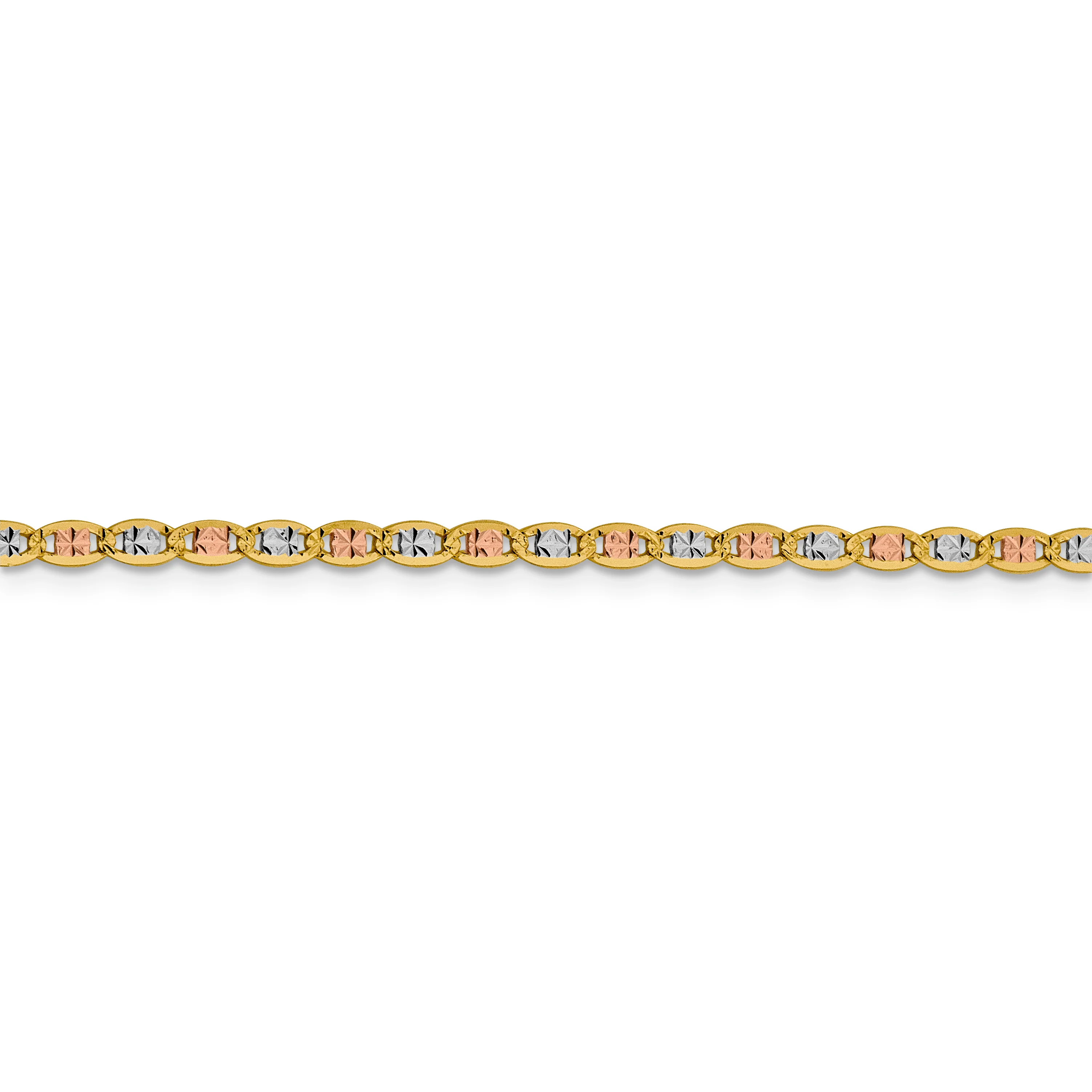 Cadena de 24 Pulgadas en Oro de 14K Tri-color Pavé Valentino con Cierre de Langosta - Image 3
