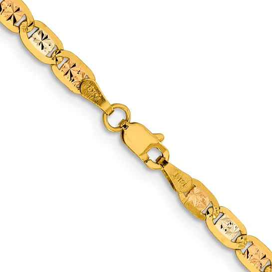 Cadena de 24 Pulgadas en Oro de 14K Tri-color Pavé Valentino con Cierre de Langosta - Image 4