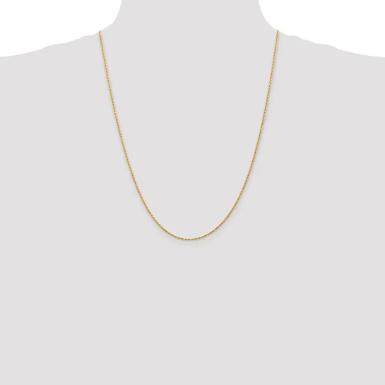 Cadena de Oro Amarillo de 14K de 24 pulgadas y 1.3 mm, Trenzada Sólida, Hecha a Máquina con Cierre de Langosta - Image 5