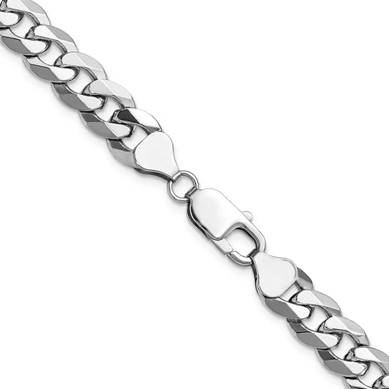 Cadena de 14K Oro Blanco, 26 pulgadas, 8.5 mm, Curb Beveled con Cierre Lobster - Image 3