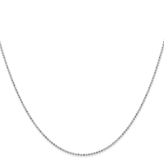 Cadena de Oro Blanco de 14K con Corte Diamante, Estilo Abalorio de 20 Pulgadas y Broche de Langosta - Image 3