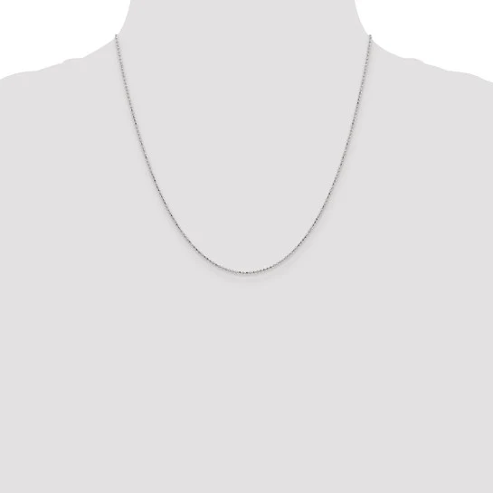 Cadena de Oro Blanco de 14K con Corte Diamante, Estilo Abalorio de 20 Pulgadas y Broche de Langosta - Image 5