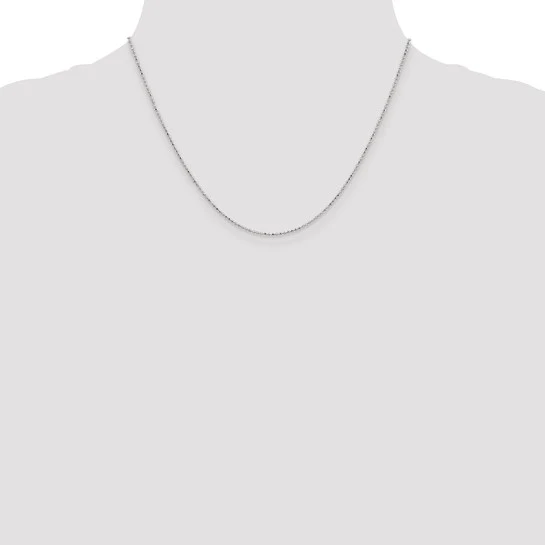 Cadena de Oro Blanco de 14K con Corte Diamante, Estilo Abalorio de 18 Pulgadas y Broche de Langosta - Image 5