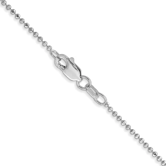 Cadena de Oro Blanco de 14K con Corte Diamante, Estilo Abalorio de 16 Pulgadas y Broche de Langosta - Image 4