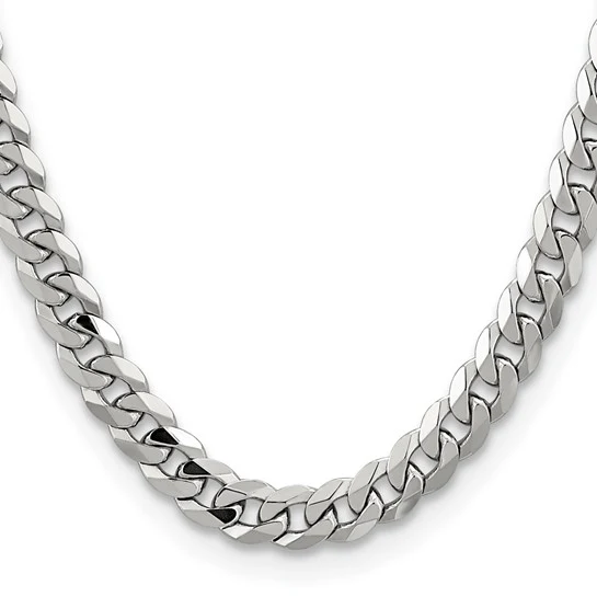 Cadena Curb de 14k, 20 pulgadas, 8.5 mm (Plana, Biselada) con Cierre Lobster en Oro Blanco - Image 2