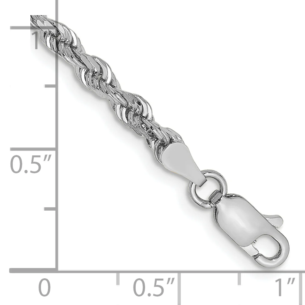 Pulsera de Cuerda Cuádruple de Oro Blanco 10k 3.35mm con Corte Diamante - Image 2