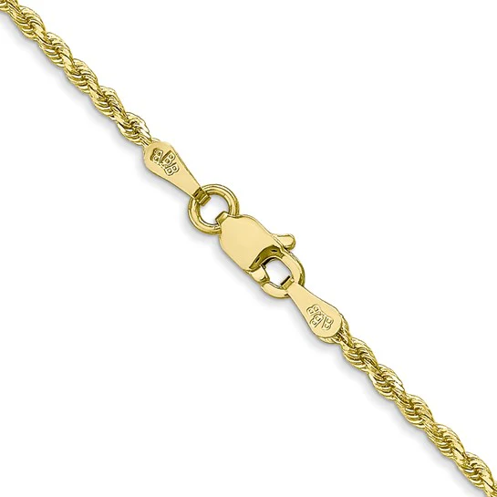Cadena de Cuerda de Oro Amarillo 10k 24 Pulgadas 1.75mm con Corte Diamante y Cierre tipo Langosta - Image 4