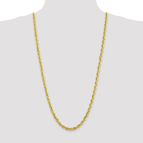 Cadena de Cuerda de Oro Amarillo 10k 30 Pulgadas 5.5mm con Corte Diamante y Cierre Tipo Langosta - Image 5