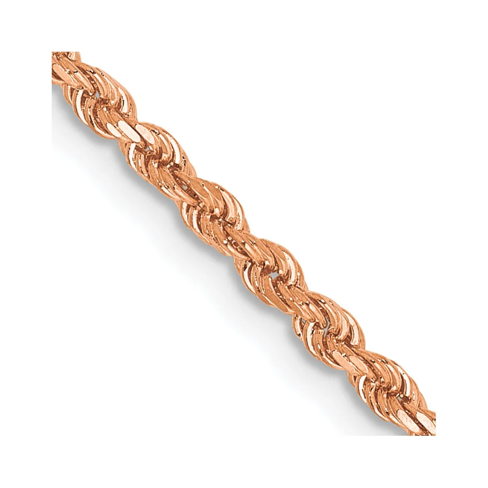 Cadena de Cuerda de Oro Rosa 14K 16 Pulgadas 2mm con Corte Diamante y Cierre Tipo Langosta - Image 2