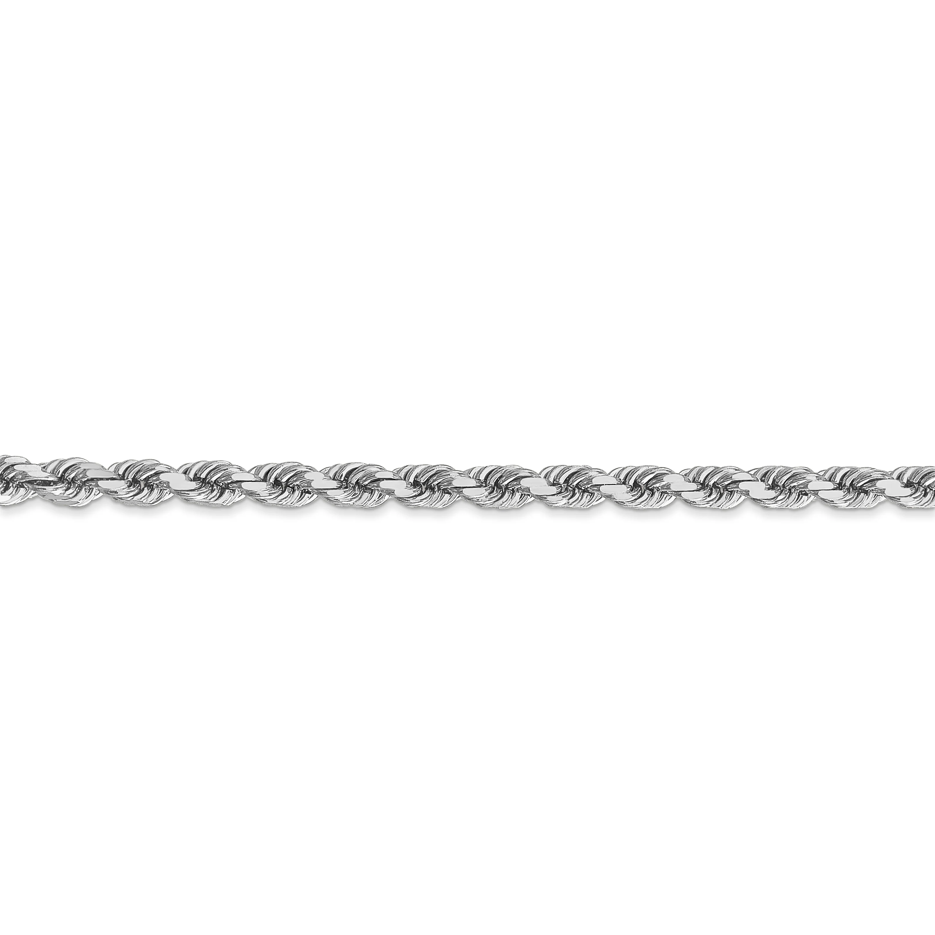 Cadena de Cuerda 10K Oro Blanco 4mm con Acabado Diamante - Image 3