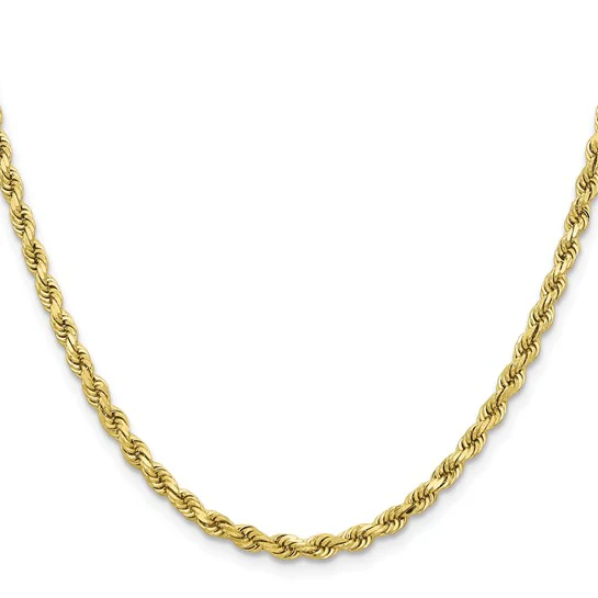 Cadena Cuerda 10K Oro Amarillo 3.75mm con Corte Diamante