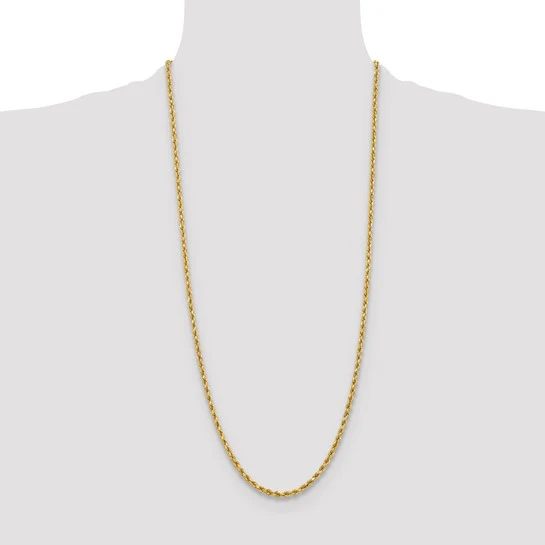 Cadena de Cuerda de Oro Amarillo 10K de 18 Pulgadas y 3.75 mm con Corte de Diamante - Image 4