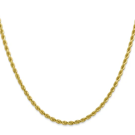 Cadena de Cuerda de Oro Amarillo 10K de 30 Pulgadas y 2.75 mm con Corte de Diamante