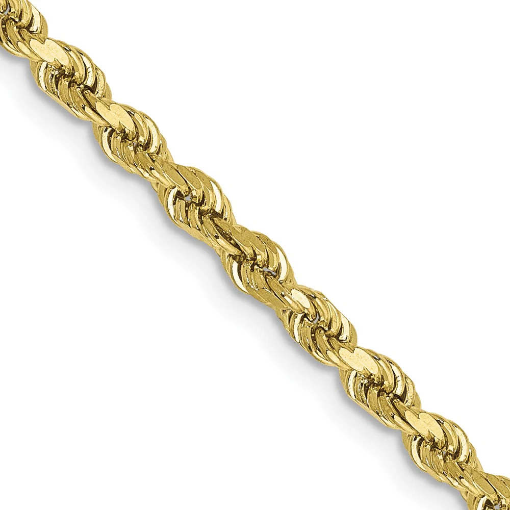 Cadena de Cuerda de Oro Amarillo 10K de 30 Pulgadas y 2.75 mm con Corte de Diamante - Image 2