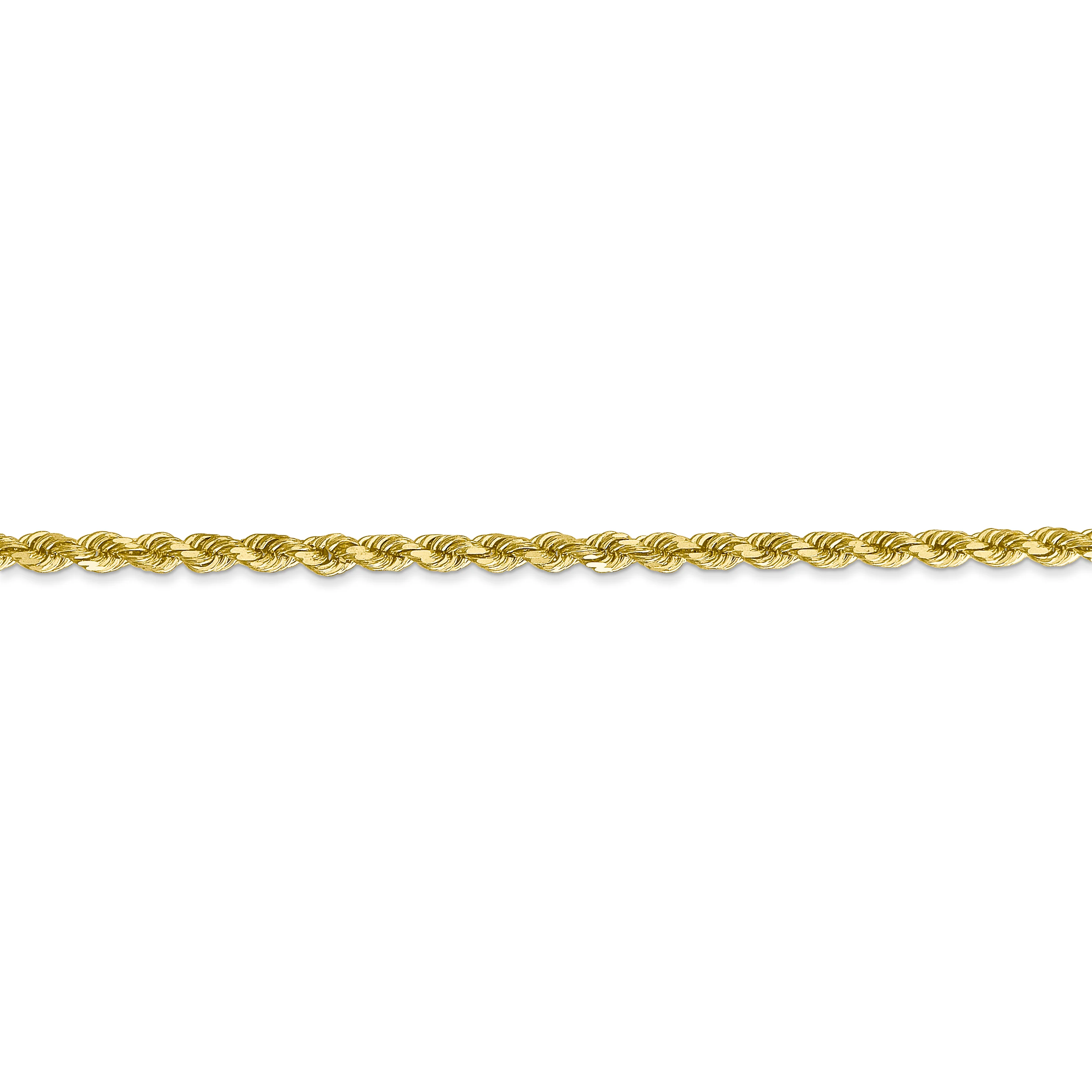 Cadena de Cuerda de Oro Amarillo 10K de 30 Pulgadas y 2.75 mm con Corte de Diamante - Image 3
