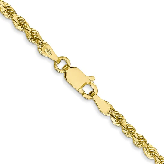 Cadena de Cuerda de Oro Amarillo 10K de 30 Pulgadas y 2.75 mm con Corte de Diamante - Image 4