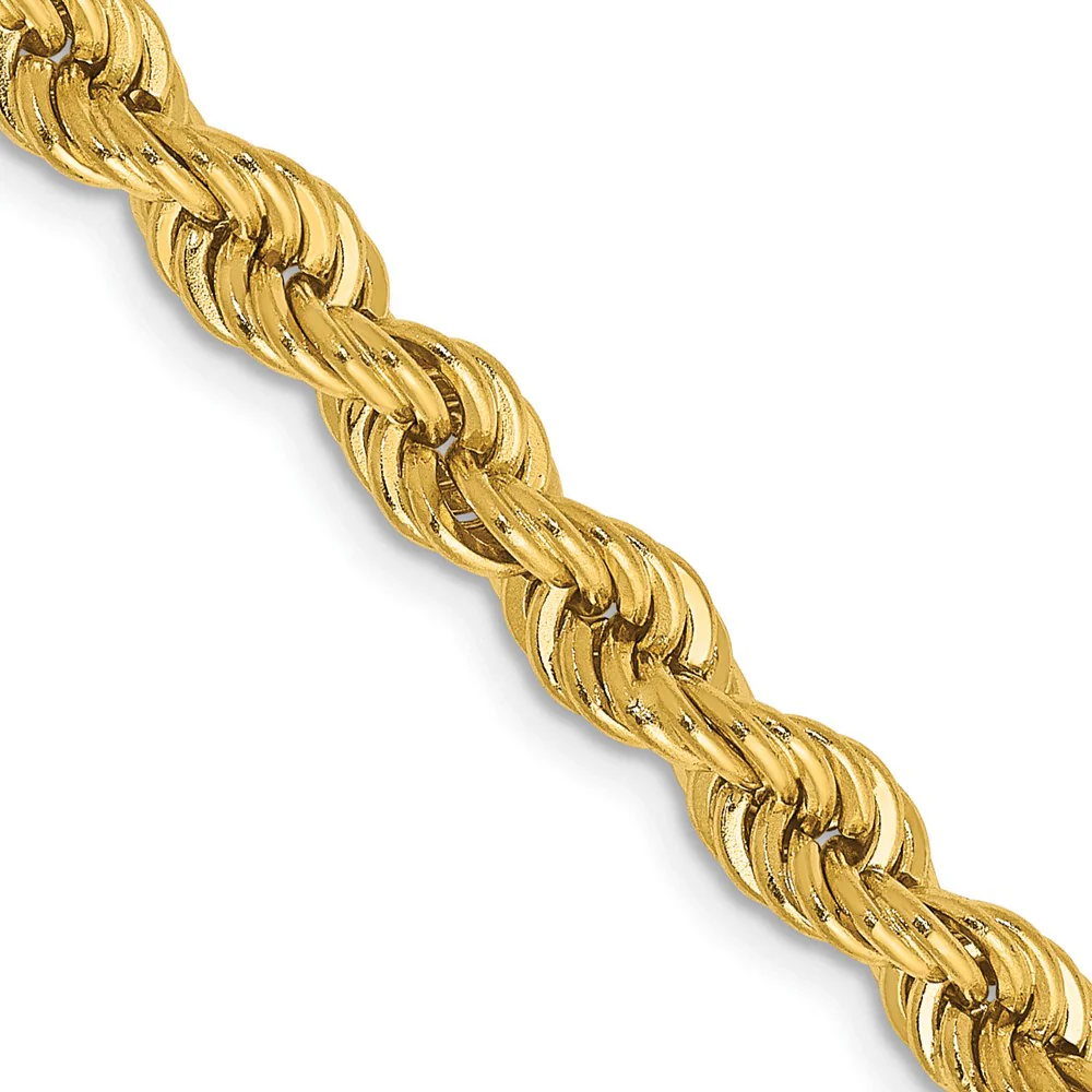 Cadena de Oro 14K de 28 Pulgadas y 5mm de Grosor Tipo Cuerda con Cierre de Langosta - Image 2