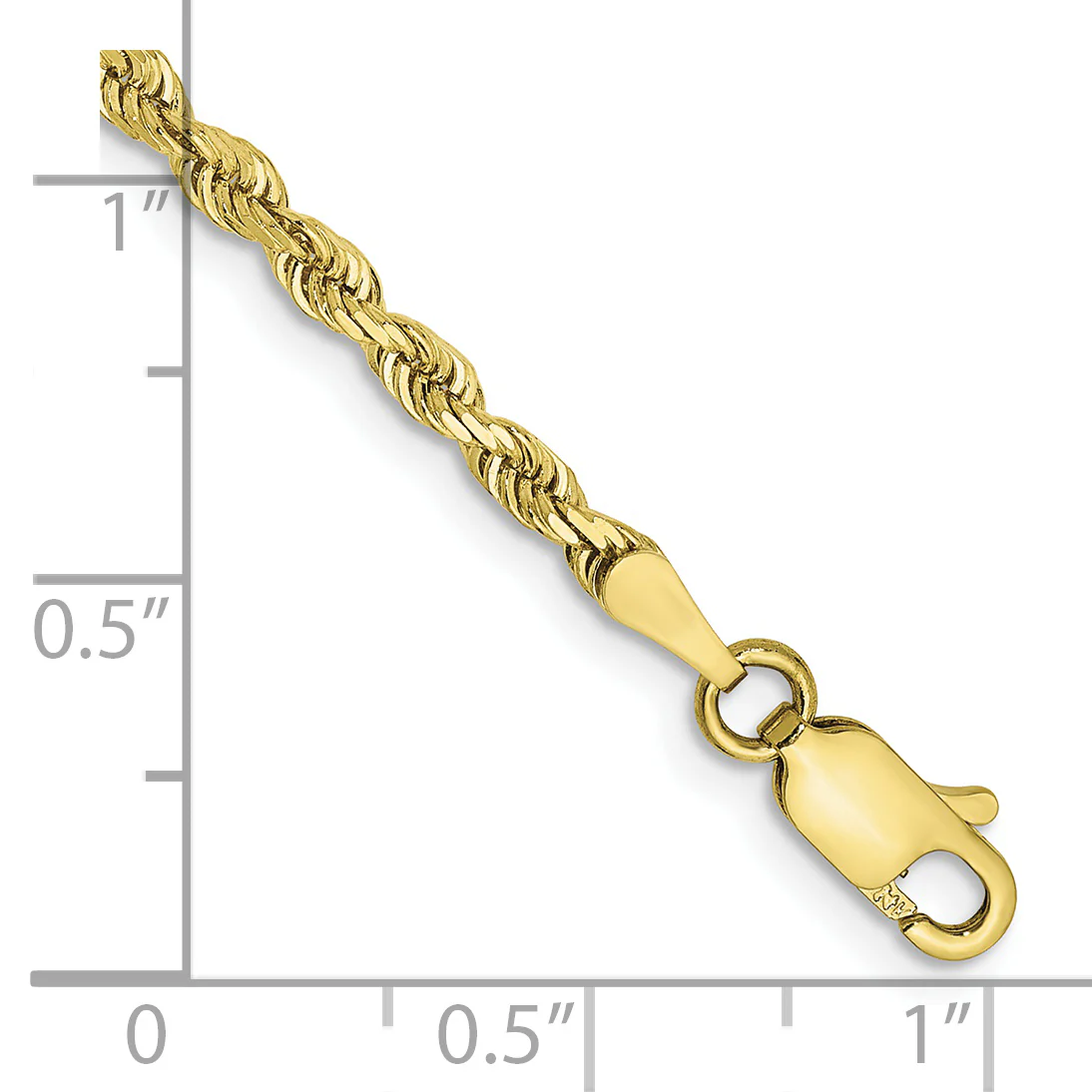 Pulsera de Oro Amarillo 10K de 8 Pulgadas y 2.75mm de Grosor Tipo Cuerda Cuádruple con Corte Diamantado y Cierre de Langosta - Image 3