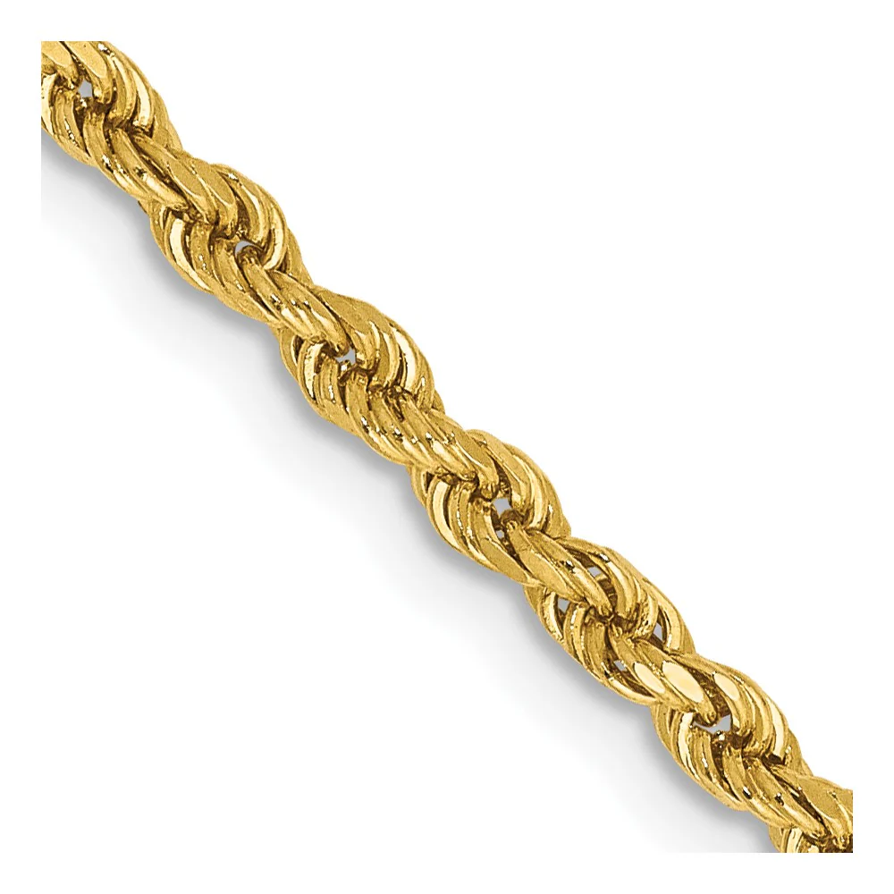 Cadena de Oro 14K de 36 Pulgadas y 2.25mm de Grosor Tipo Cuerda con Corte Diamantado y Cierre de Langosta - Image 2
