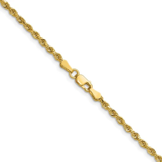 Cadena de Oro 14K de 36 Pulgadas y 2.25mm de Grosor Tipo Cuerda con Corte Diamantado y Cierre de Langosta - Image 4