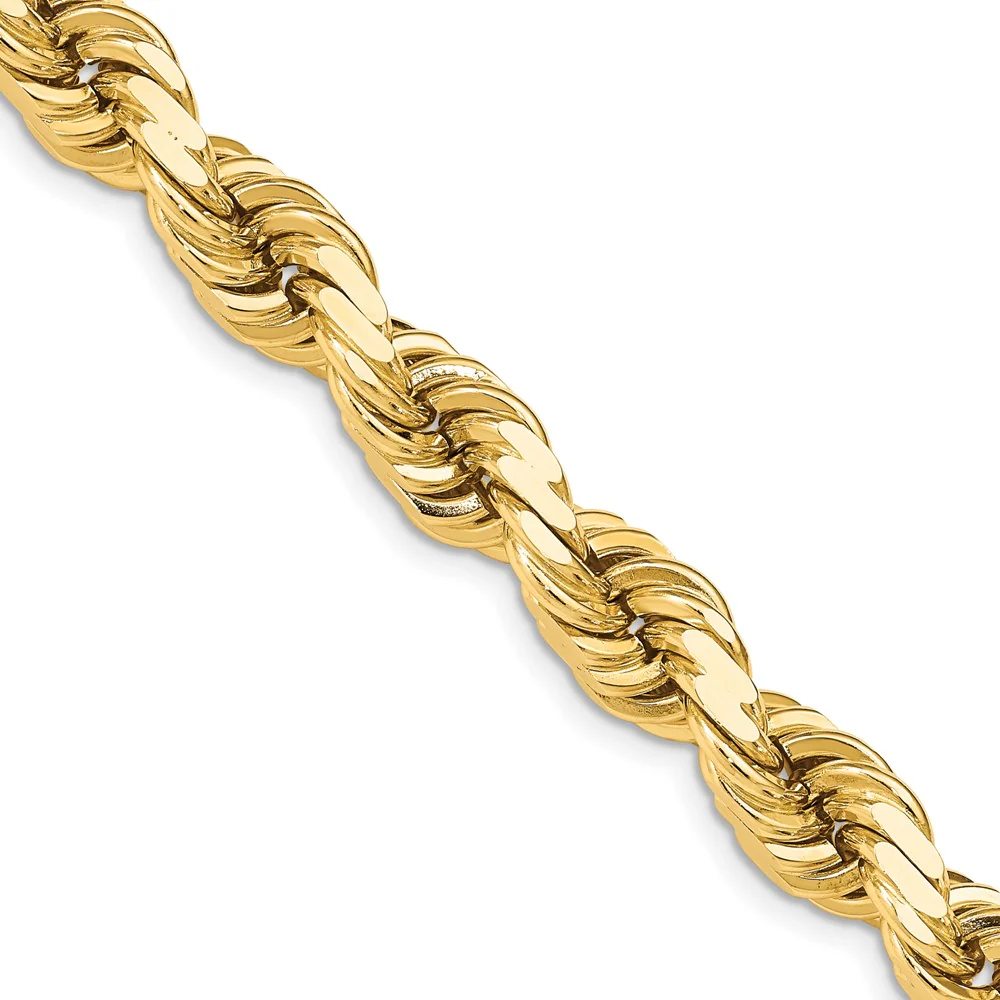 Cadena de Oro 14K de 22 Pulgadas y 12mm de Grosor Tipo Cuerda con Corte Diamantado y Cierre de Langosta Fancy - Image 2