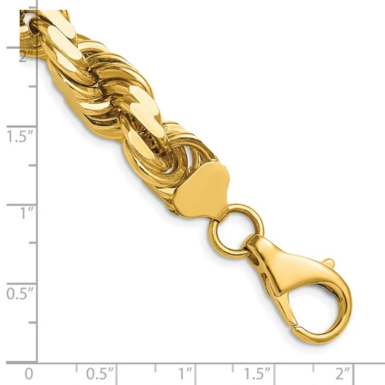 Cadena de Oro 14K de 22 Pulgadas y 12mm de Grosor Tipo Cuerda con Corte Diamantado y Cierre de Langosta Fancy - Image 4