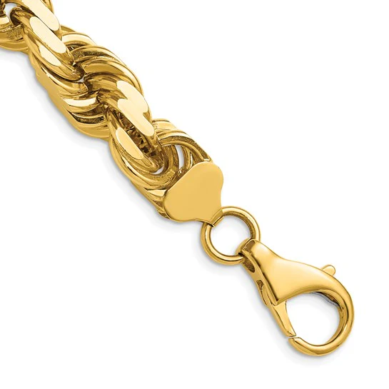 Cadena de Oro 14K de 22 Pulgadas y 12mm de Grosor Tipo Cuerda con Corte Diamantado y Cierre de Langosta Fancy - Image 6