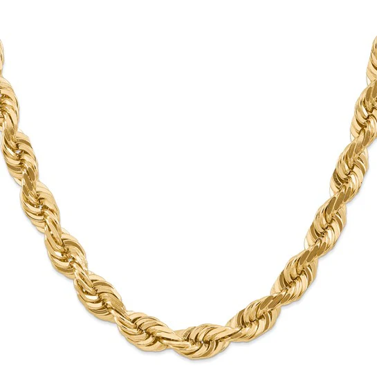 Cadena de Cuerda de 14K de 20 Pulgadas y 10 mm con Cierre de Langosta Decorativo