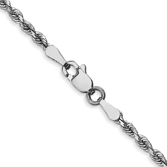 Cadena de Cuerda de Oro Blanco 10K de 2.25 mm con Corte Diamante Cuádruple - 16 Pulgadas - Image 4